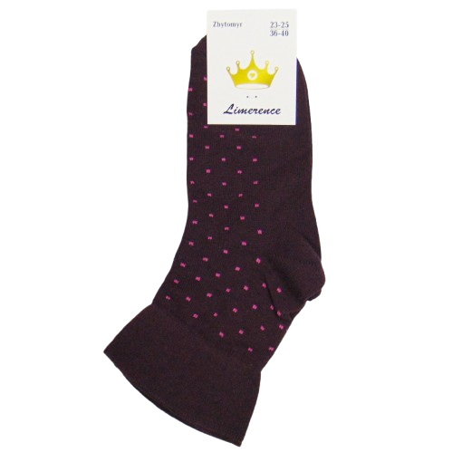 Шкарпетки без гумки із широким бортиком горошок Limerence 36-40 бордові, фото 1