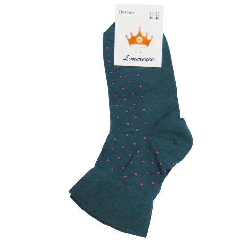 Шкарпетки без гумки із широким бортиком горошок Limerence 36-40 бірюзові, фото 1