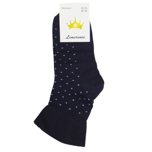 Шкарпетки без гумки із широким бортиком горошок Limerence 36-40 сині, фото 1