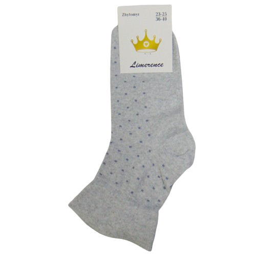 Шкарпетки без гумки із широким бортиком горошок Limerence 36-40 сірі, фото 1