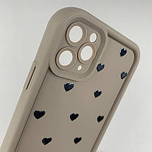 Чохол для iPhone 11 Pro Max чохол з високими бортами з сердечками на телефон айфон 11 про макс коричневий q06e, фото 3