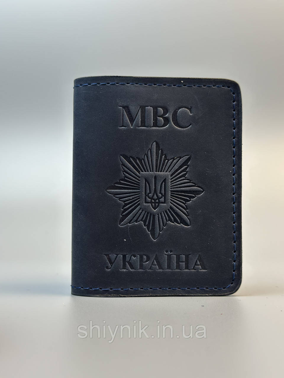 Шкіряна обкладинка для посвідчення МВС синя