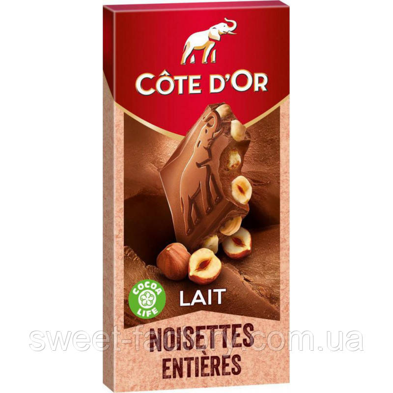 Шоколад Cote D'Or Lait Noisettes Entieres 180g