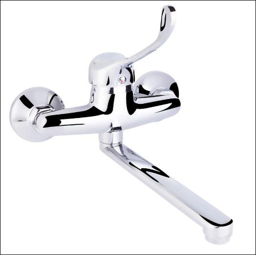 Змішувач для раковини Watt 009 настінний з поворотним виливом (k35) Chrome Lidz, фото 1