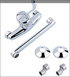 Змішувач для раковини Watt 009 настінний з поворотним виливом (k35) Chrome Lidz, фото 2