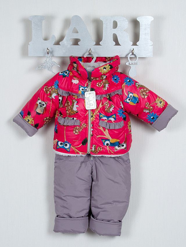 Зимовий напівкомбінезон і куртка для дівчинки із совами