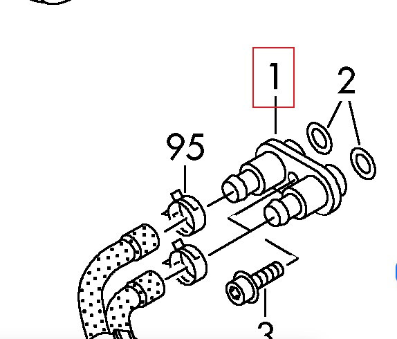 Патрубок охолодження 6q0121065n Audi, Seat, Skoda, VW з нержавійки - ДОВІЧНА ГАРАНТІЯ