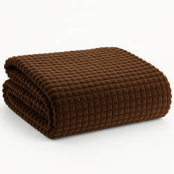 Плед двоспальний 200×150см, Коричневий / Покривало на ліжко / Плед на ліжко / Плед покривало