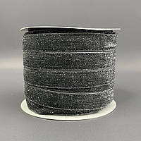 Оксамитова стрічка з люрексом срібло 2 см 46м - сірий
