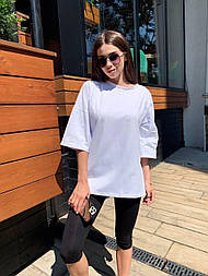 Футболка оверсайз базова однотонна жіноча пряма подовжена