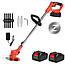 Газонокосарка електрична з телескопічною ручкою Портативний триммер для трави з 2 акумуляторами, фото 10