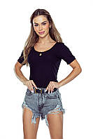 Футболка женская трикотажная однотонная черного цвета. Модель Tisa Eldar