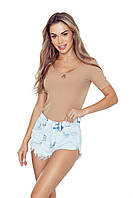 Футболка женская трикотажная однотонная бежевого цвета. Модель Tisa Eldar