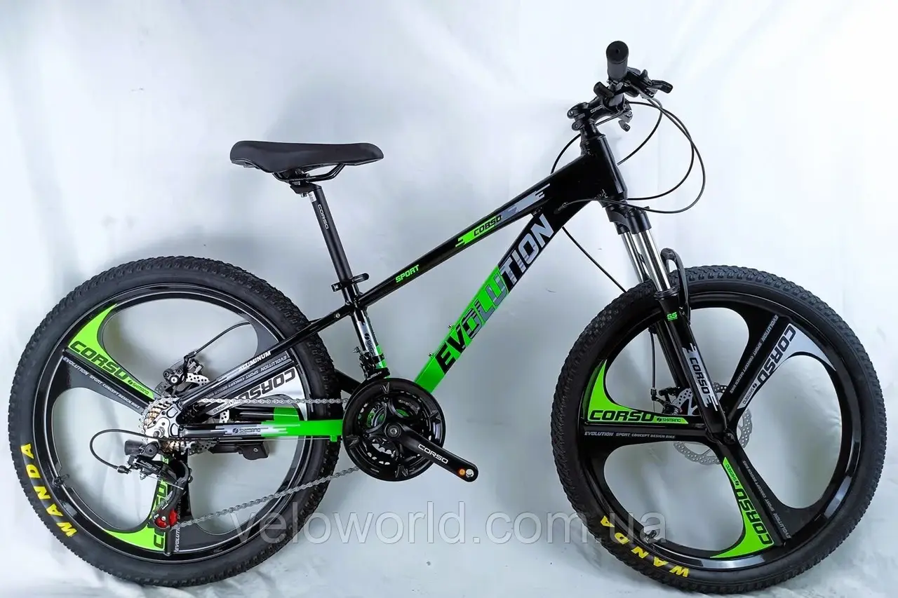 Велосипед спортивний Corso Evolution 24" EV-24203 (1) рама 11" алюмінієвий, Shimano 21S, зібраний на 75%