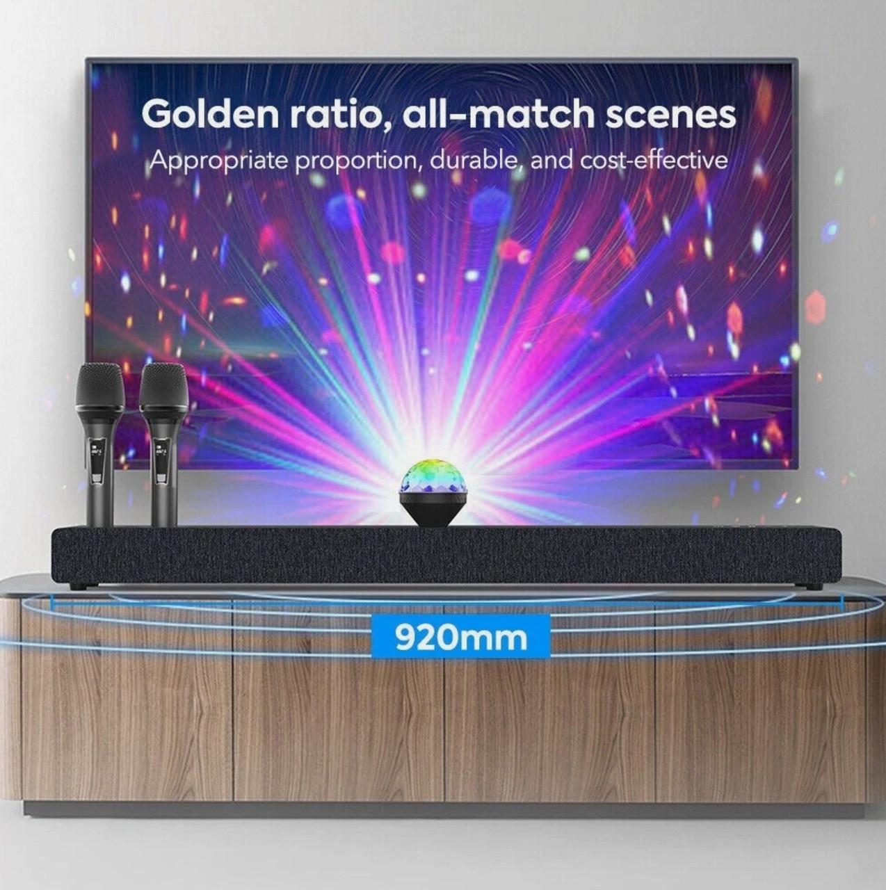 Соундбар караоке Colorful Light Ball 30 Вт із двома мікрофонами Led RGB підсвіткою
