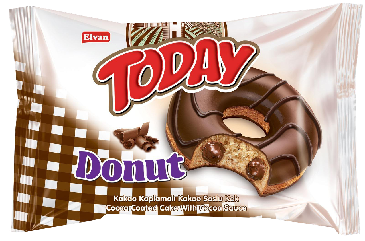 Пончик TODAY з какао начинкою 50г*24шт ТМ Elvan