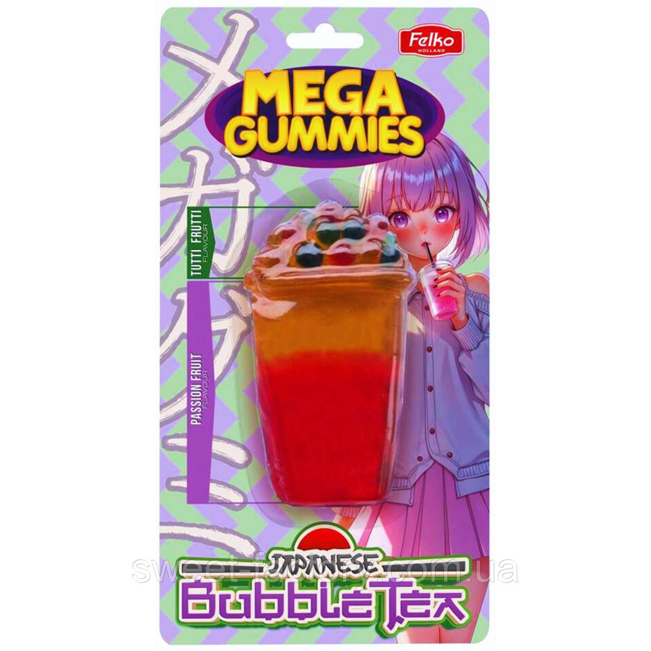 Мармелад Felko Mega Gummies Japanese Bubble Tea 120g, фото 1