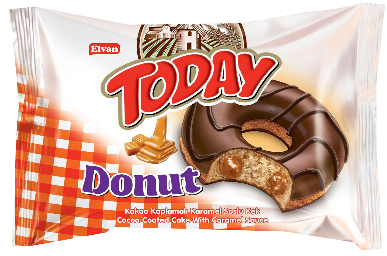 Пончик TODAY з карамельною начинкою 50г*24шт ТМ Elvan