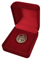 Футляр квадратний для нагород, медалей, орденів, монет, значків червоний оксамитовий 220/к