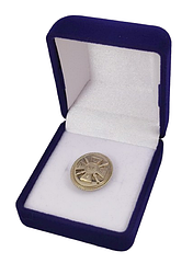 Футляр квадратний для нагород, медалей,орденів, знаків синій оксамитовий 220/к