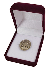 Футляр квадратний для нагород, медалей, орденів, монет, значків бордовий оксамитовий 220/к