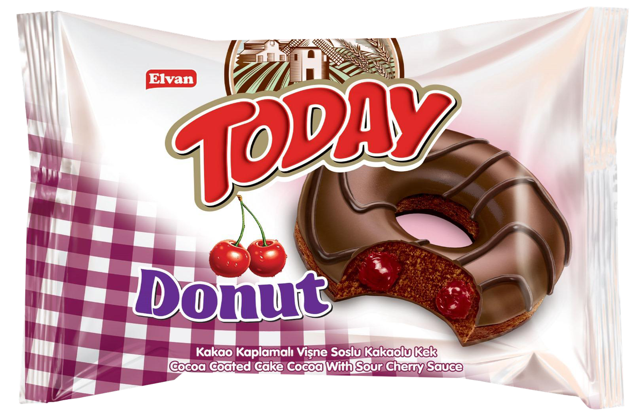 Пончик TODAY з вишневою начинкою 50г*24шт ТМ Elvan