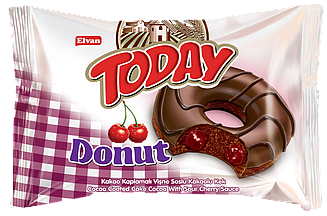 Пончик TODAY з вишневою начинкою 50г*24шт ТМ Elvan