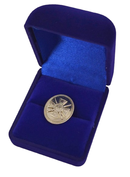 Футляр квадратний для нагород, медалей, орденів, значків синій оксамитовий 220к, фото 1