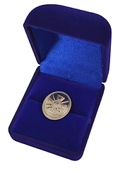 Футляр квадратний для нагород, медалей, орденів, значків синій оксамитовий 220к