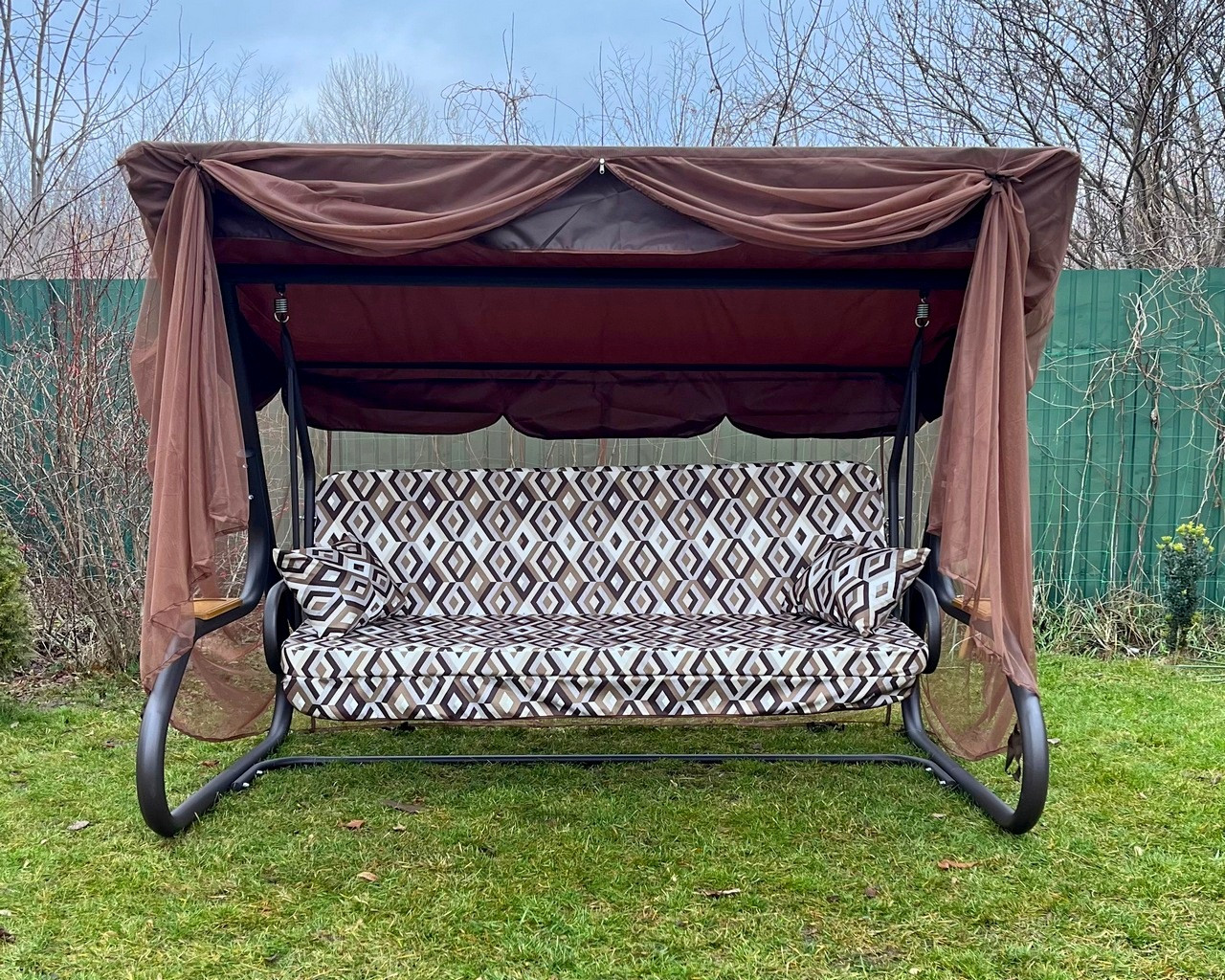 Гойдалка з відкидною спинкою й анти москітною сіткою Глорія GreenGard 037