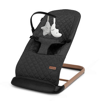 Заколисуючий шезлонг Kidwell Laro Full black/wooden Чорний