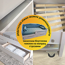 Дитяче ліжко односпальне для дівчинки підлітка Л-9 з м`якою спинкою та висувними ящиками дитячі ліжка 1900х900 мм, фото 5