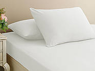 Простирадло 160х200см на гумці з наволочками (ранфорс) First Choice колір білий