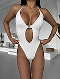 Жіночий білий суцільний купальник «Gold» з біфлексу, фото 2