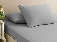 Простирадло 160х200см на гумці з наволочками (ранфорс) First Choice колір сірий