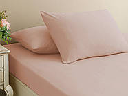 Простирадло 180х200см на гумці з наволочками (ранфорс) First Choice колір пудровий