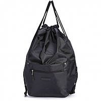 Детский рюкзак сумка мешок для сменной обуви черный модный городской тканевый спереди два кармана Dolly 831
