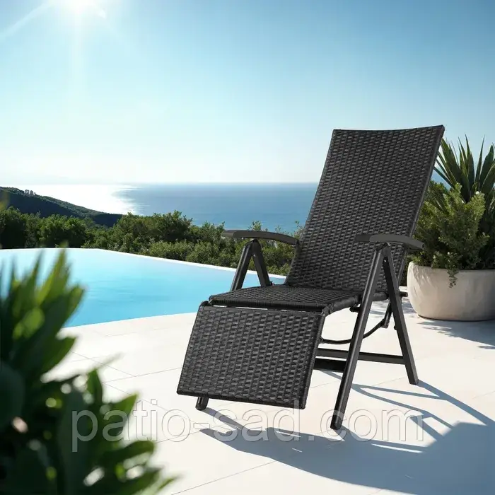 Складне крісло Brisbane з підніжкою алюміній, фото 1