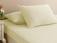 Простирадло 180х200см на гумці з наволочками (ранфорс) First Choice колір кремовий