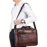 Чоловічий діловий портфель із натуральної шкіри, фото 2