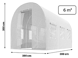 Садова теплиця з вікнами Plonos 6m2 Біла = 300х200х200 см (4970-A), фото 6