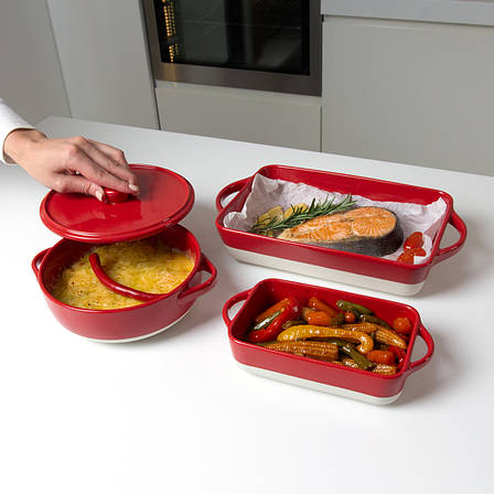 ФОРМА ДЛЯ ЗАПІКАННЯ ПРЯМОКУТНА M (255x144x60мм, Білий/червоний), фото 1