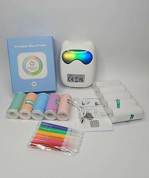 Портативний бездротовий RGB термопринтер для телефона Helmet MM-277 білий 10 рулонів