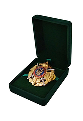 Класичний футляр для нагород, медалей, орденів, монет, значків зелений оксамитовий 804-2