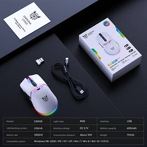 Комп'ютерна миша Onikuma CW928 (Wired/2,4G) White, фото 2