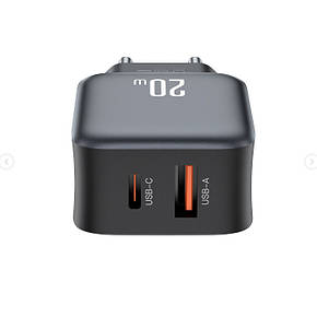 МЗП XO L154 EU PD20W/QC18W(1A1C) fast charger Black, фото 2