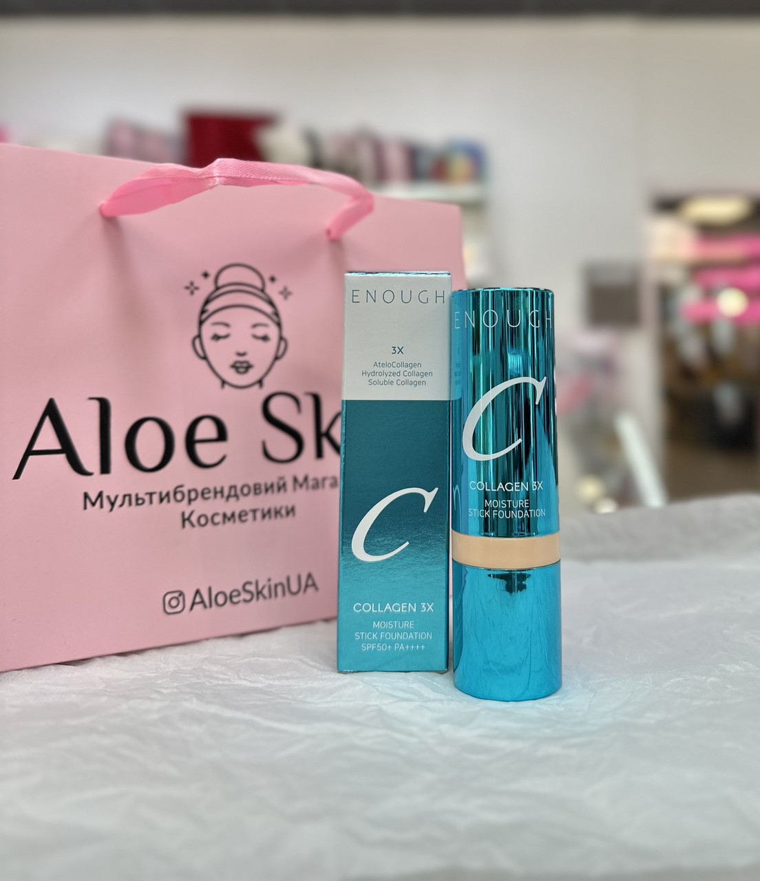 Тональний крем-стік з пензликом Enough Collagen 3X Moisture Stick Foundation SPF50 + PA++++ #13 Light Beige 14г