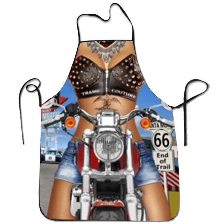 Фартух з приколом дівчина на мотоциклі 80 на 60 см різнобарвний, фото 1