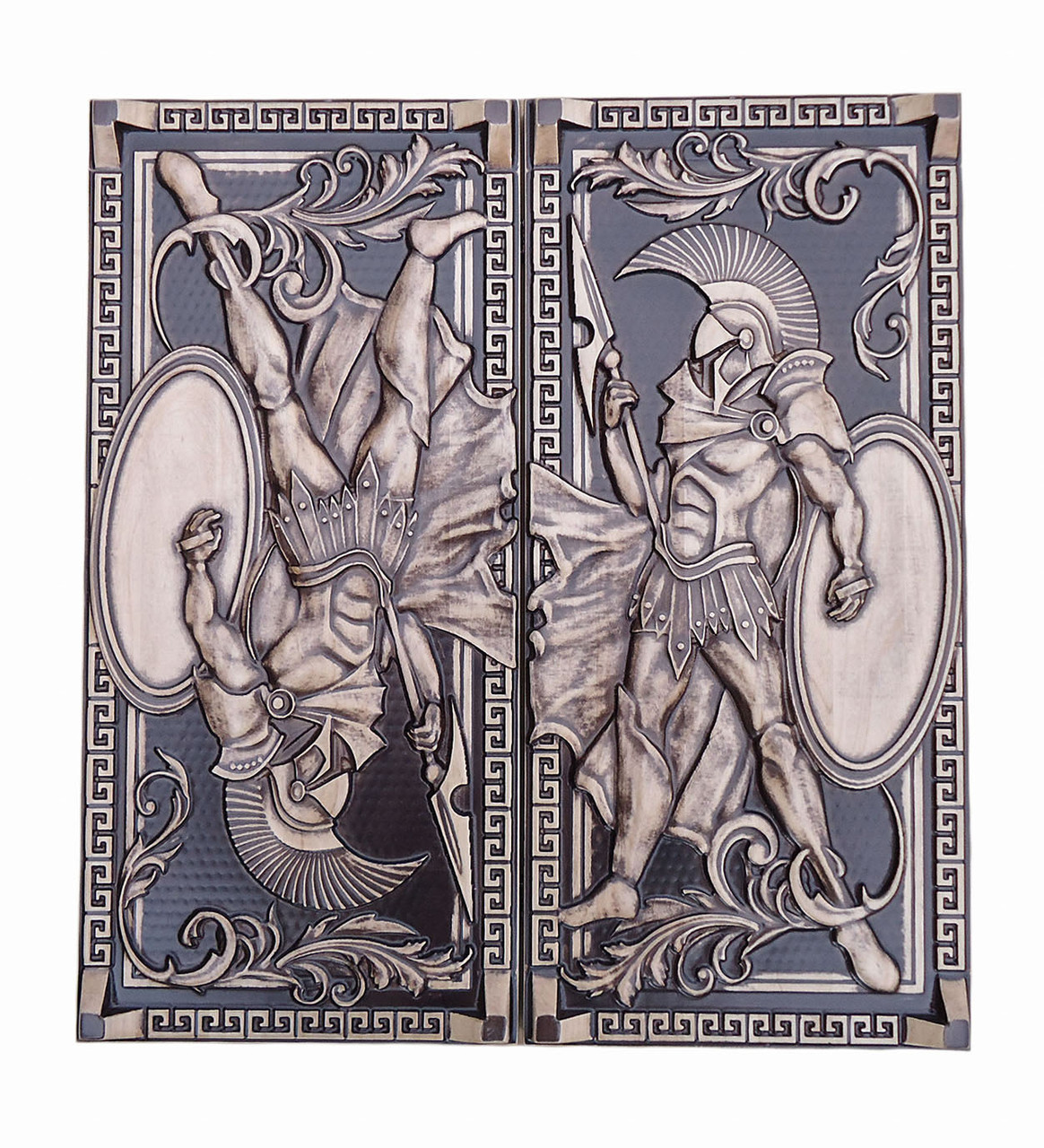 Нарди різьблені "Гладіатор" із натурального дерева з ложементом для фішок ручної роботи 50*46 см, фото 1