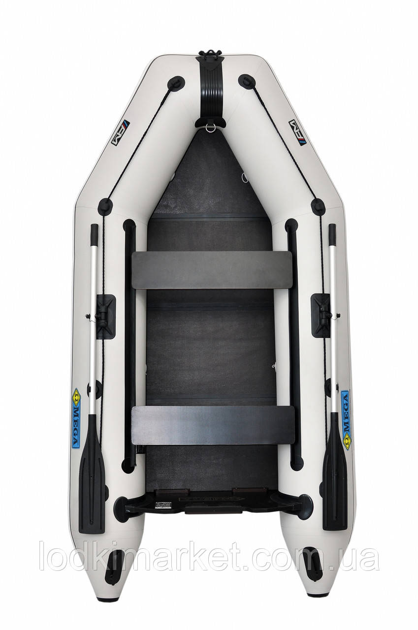 Човен надувний пвх моторний тримісний ΩMega 300M DE сіра, фото 1